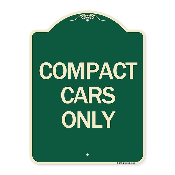Signmission Designer Series Compact Car Only, Green & Tan Heavy-Gauge Aluminum Sign, 24" x 18", G-1824-24254 A-DES-G-1824-24254 - main